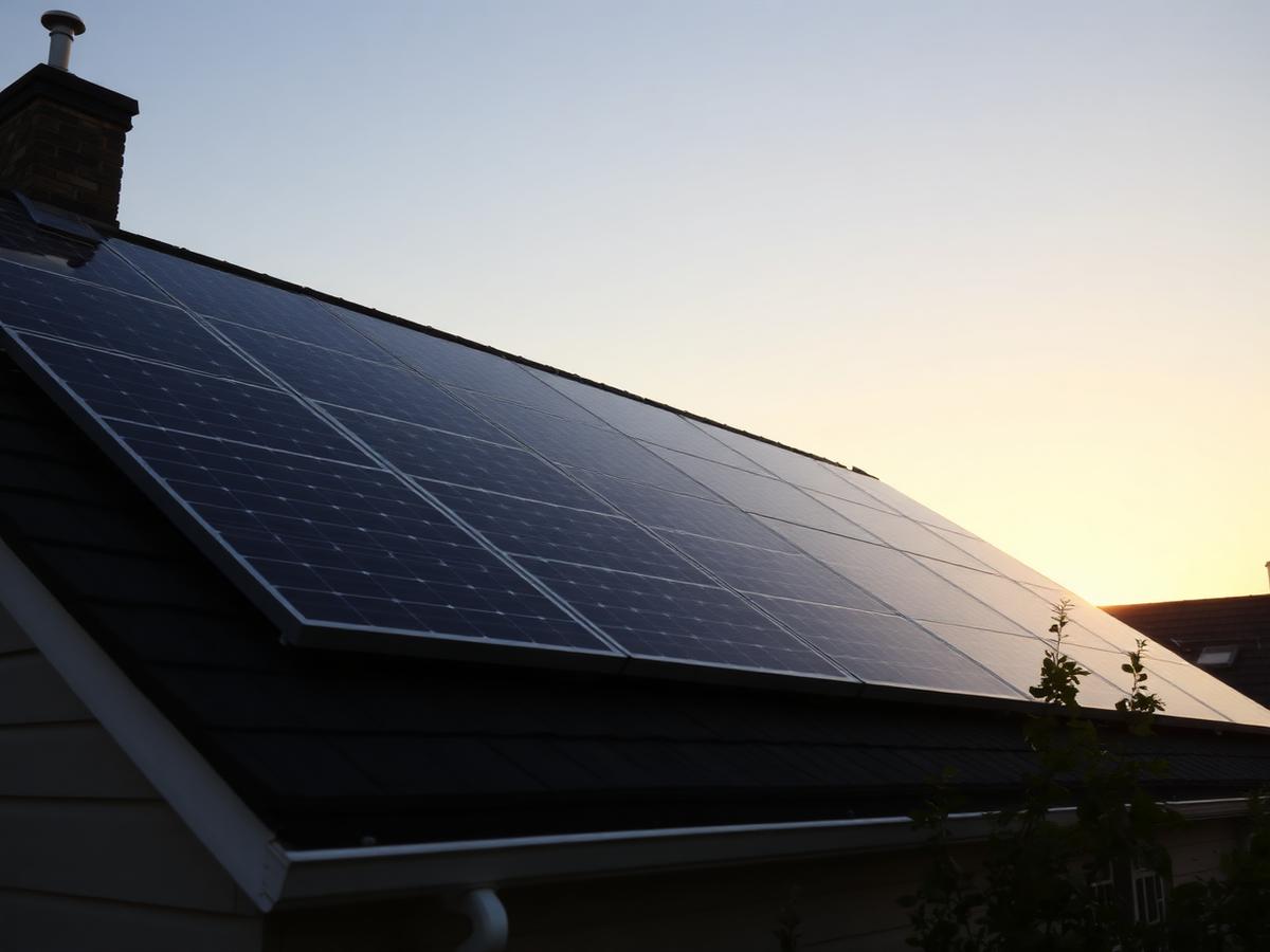 Solar panel array installed on a residential roof