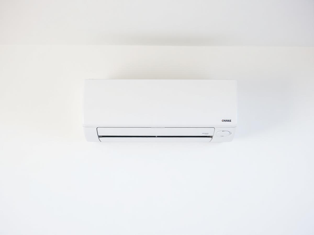 Wall-mounted air conditioning indoor unit in a modern room